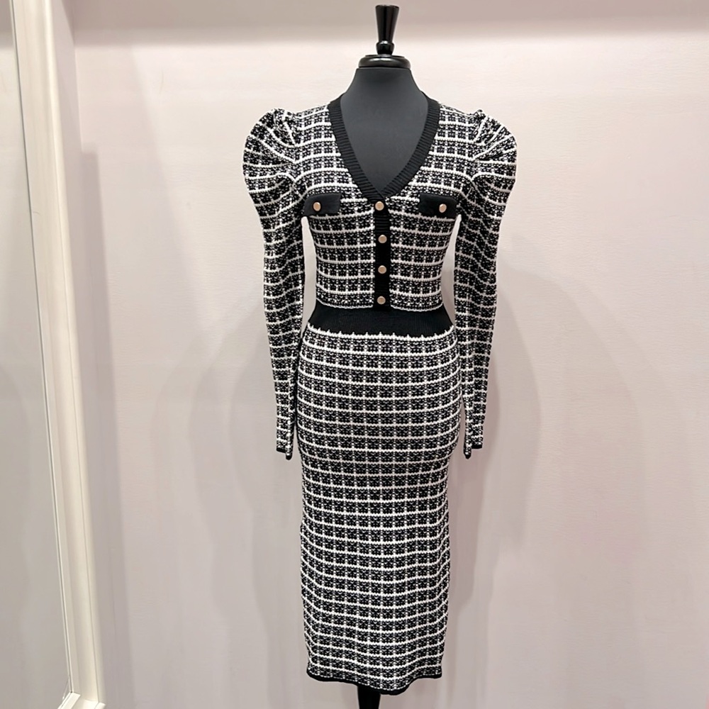 Boucle Sweater Knit Midi Dress